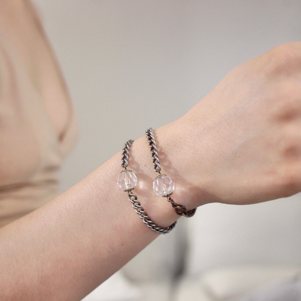 Vintage Upcycled Chain Bracelet Beaded
